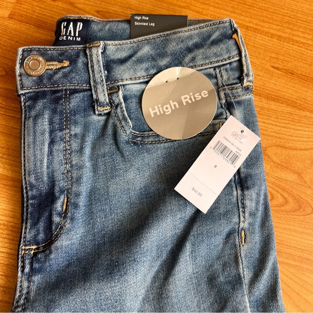 GAP Girl Denim High Rise Skinny Jeans - Light Blue